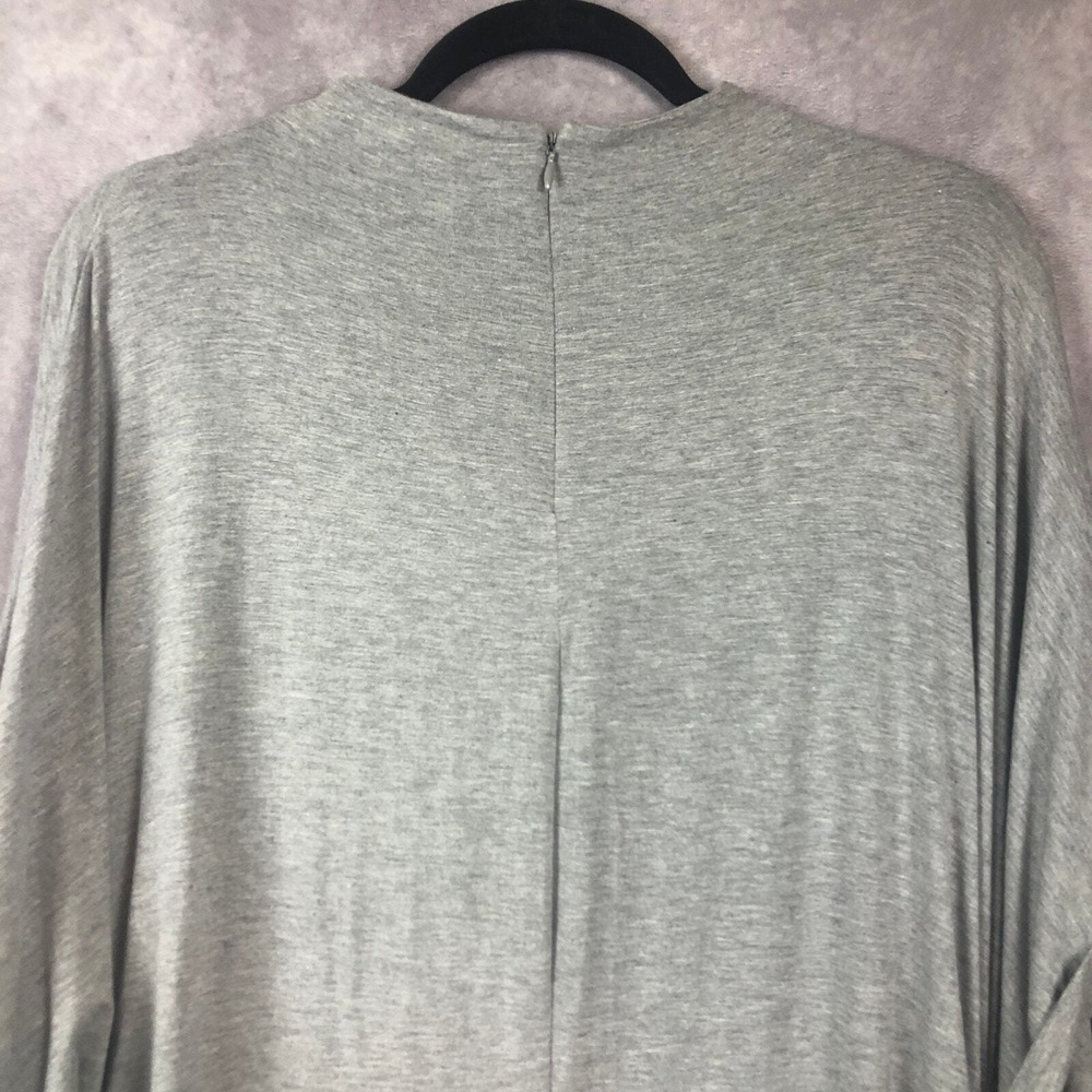 Lane Bryant Midi Dress 22 / 24 Gray Ruched High Neck Short Sleeve Stretch NEW! - Picture 7 of 13